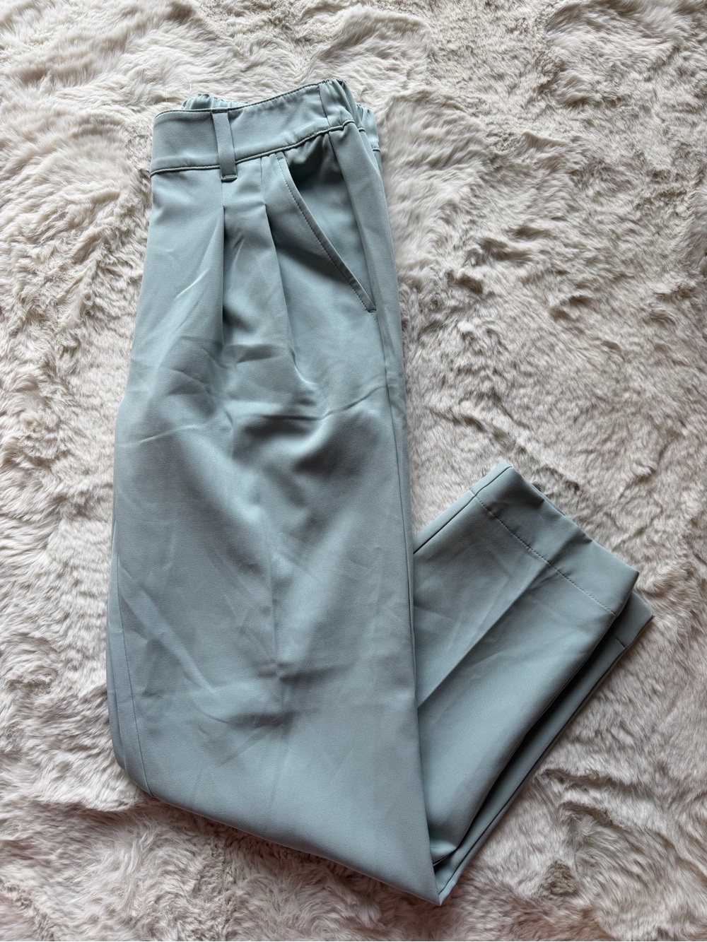 LOFT Women's Light Sage Green Tailored Trousers